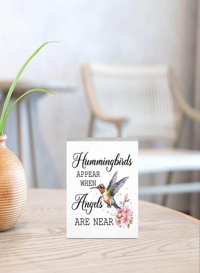 PKW Spring Hummingbird Decor for Home, Hummingbird Memorial Gifts for Women, Hummingbirds Appear When Angels Are Near Sign 5 x 5 Inch - Image 3
